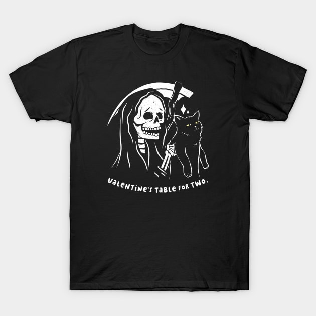 The Grim Reaper Loves Cat Single Valentine T-Shirt by Fitastic